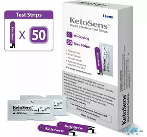 Тест-смужки для визначення рівня кетонів в крові Keto Sens, уп.50 шт.